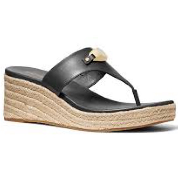 Michael Michael Kors Women's black sandal "tilly" sz 6.5M New espadrille wedge - Picture 1 of 1